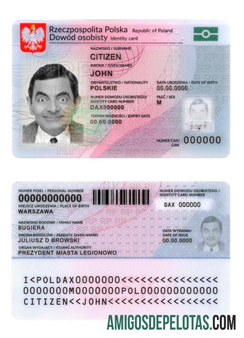 Carteira de Identidade da Polônia 2019 Versão Atual 2 amostra